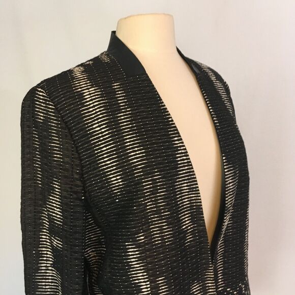 Elie Tahari‎ Womens Black White Abstract Woven Open Front Jacket, Blazer, sz 16, - Picture 3 of 11